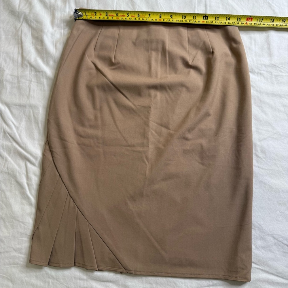 The Limited Stretch Camel Pencil Skirt Asymmetrical Pleat Front Lined Workwear 4 - Picture 12 of 13